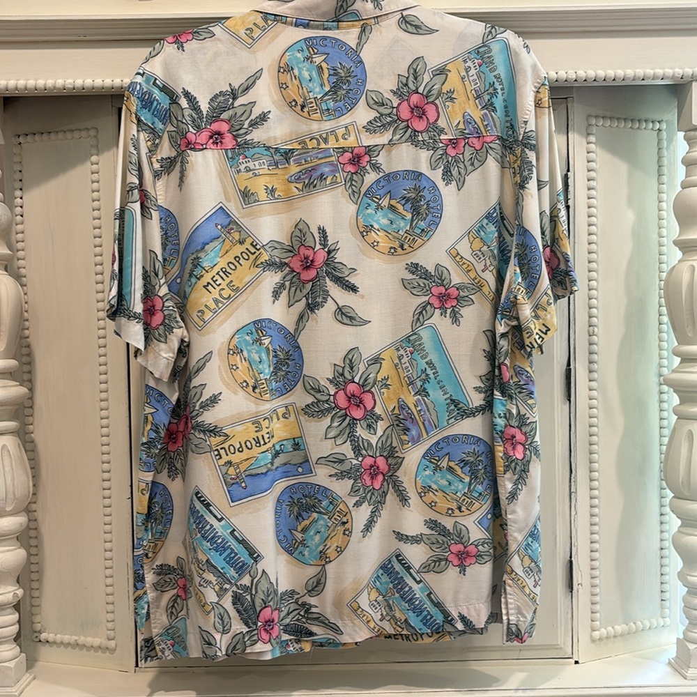 Southern Lady Vintage Tropical Print Button Down Shirt size - Picture 5 of 8
